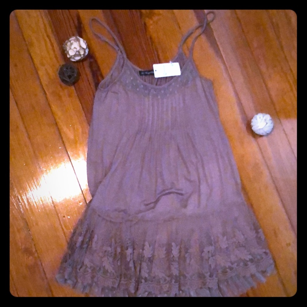 Lace and tulle spaghetti strap tank top